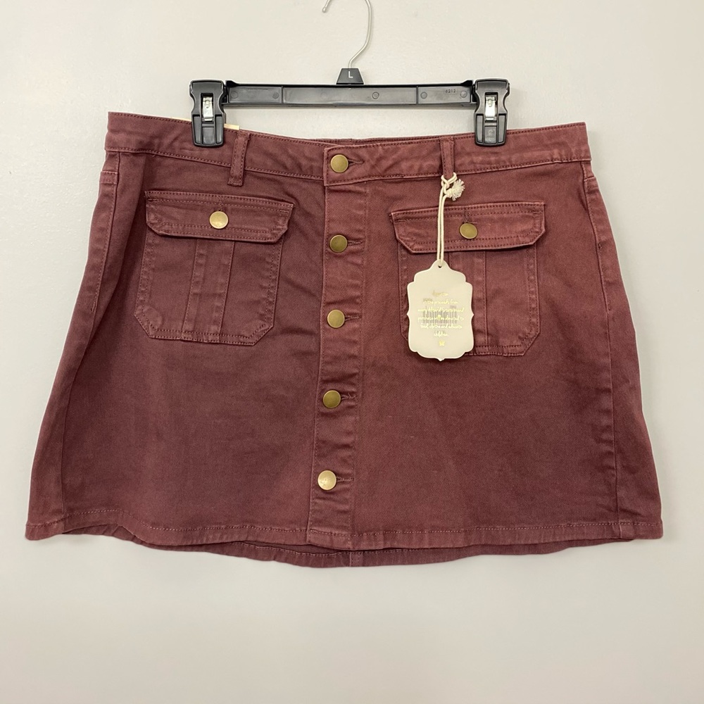 Altr’d State burgundy jean skirt
